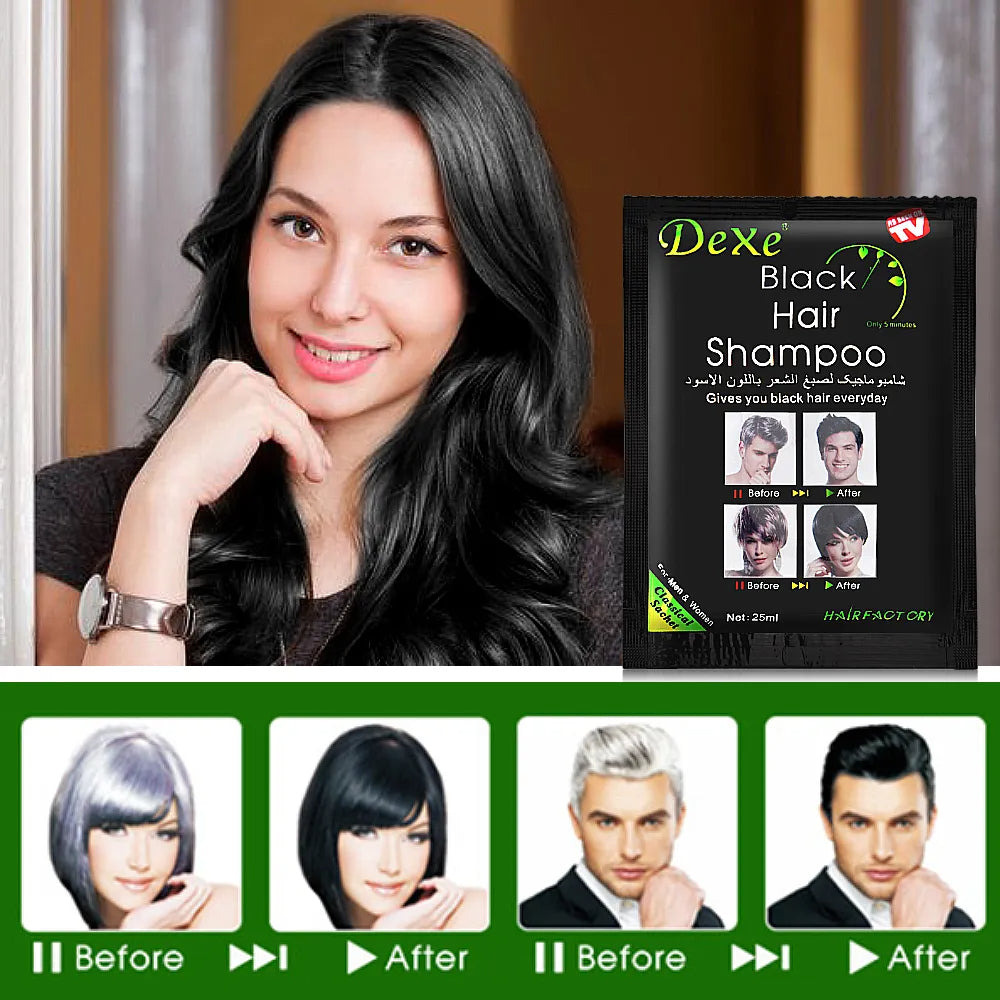 Shampoo Pinta Canas Libre de amoniaco  Para  hombres y mujeres Caja /10 Sobres y frasco  -