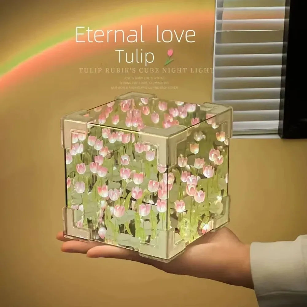 LAMPARA DE TULIPANES INFINITO CON ESPEJO , LAMPARA DE MESA DORMITORIO, SALA ETC LAMPARA DE TULIPANES EXCELENTE PARA UN REGALO DE FECHAS ESPECIALES