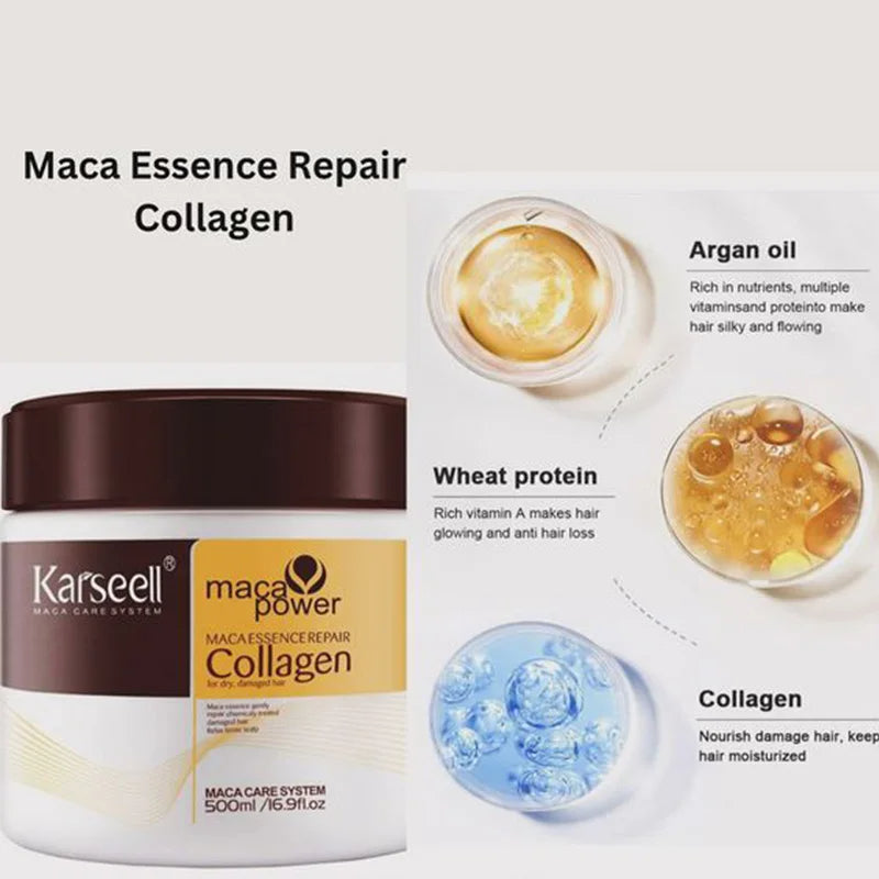 Mascarilla mágica de colágeno para el cabello,  repara el daño del cabello, suaviza el encrespamiento, antipérdida, pelo suave y brillante, hidratante profunda, cuidado del cuero cabelludo