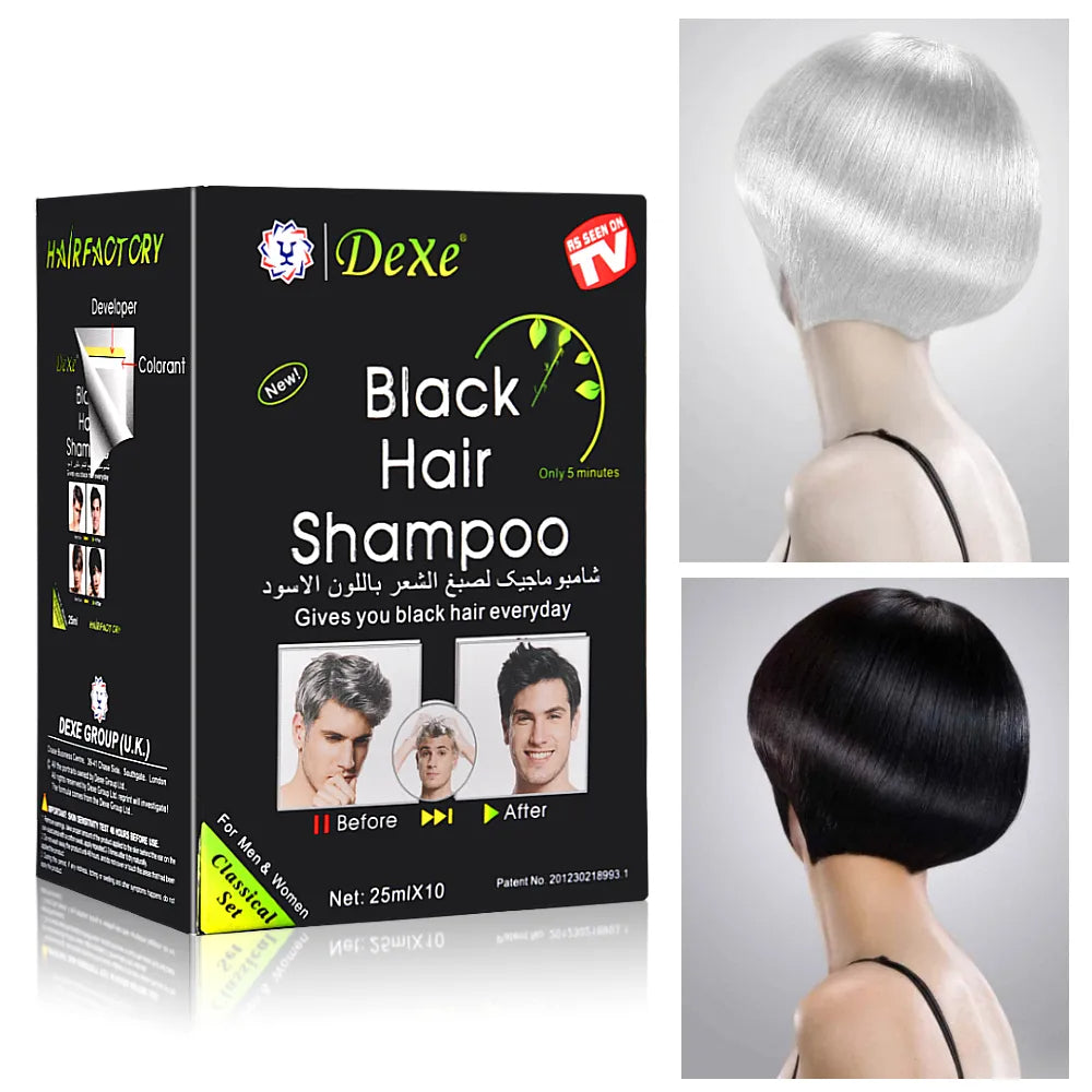 Shampoo Pinta Canas Libre de amoniaco  Para  hombres y mujeres Caja /10 Sobres y frasco  -