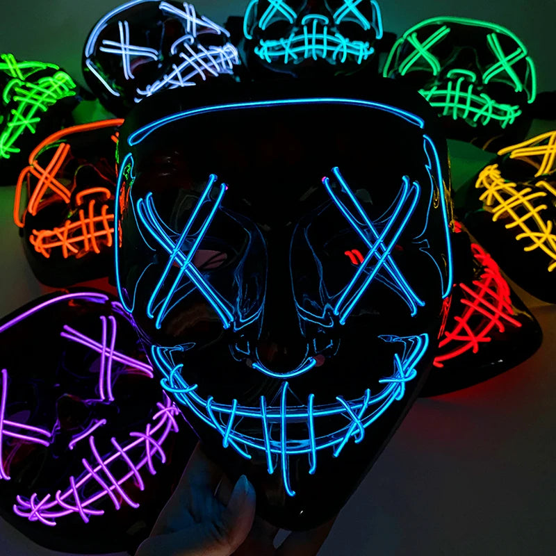 Máscara luminosa LED para Halloween, mascarilla de purga para disfraz de elección, fiesta de DJ iluminada para, brilla en la oscuridad, accesorios para fiesta de Halloween