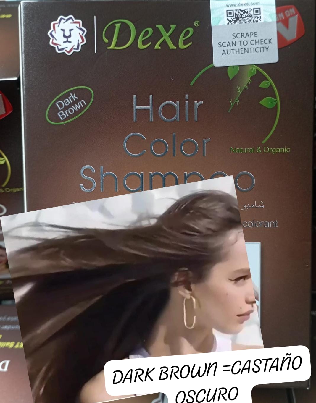 Shampoo Pinta Canas Libre de amoniaco  Para  hombres y mujeres Caja /10 Sobres y frasco  -