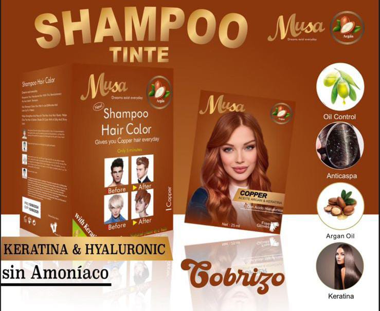 Shampoo Pinta Canas Libre de amoniaco  Para  hombres y mujeres Caja /10 Sobres y frasco  -
