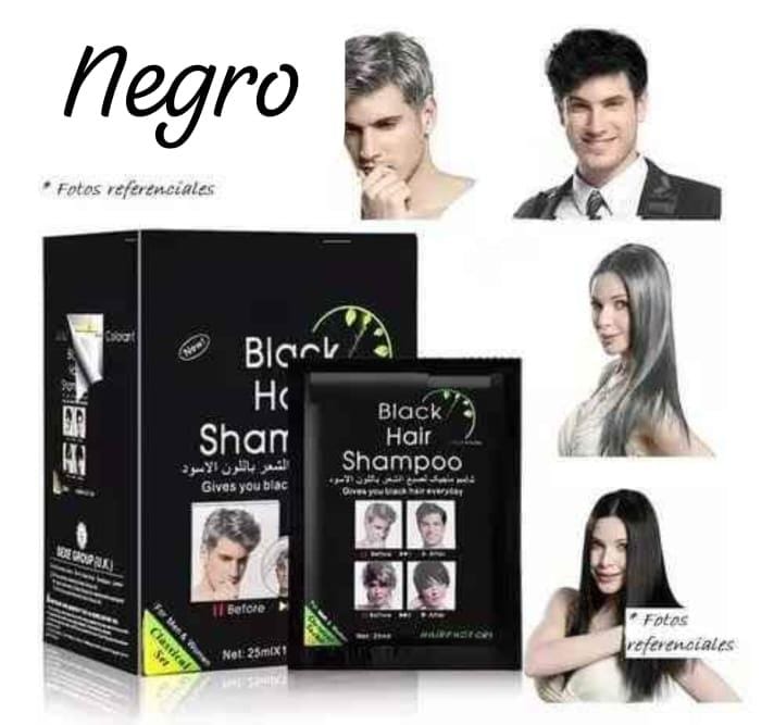 SHAMPOO CUBRECANAS EN CAJA Y FRASCO COLORES VARIADOS HECHO DE PRODUCTOS NATURALES