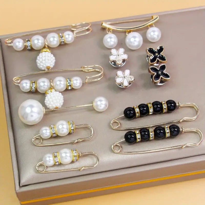 CONJUNTO DE BROCHES DECORATIVAS PARA ROPA PACK  DE 6 PIEZAS