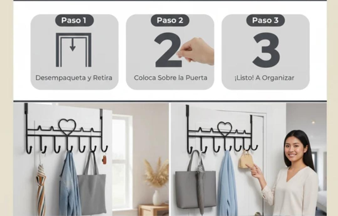 Organizador , Perchero para Puertas PACK de 3 percheros